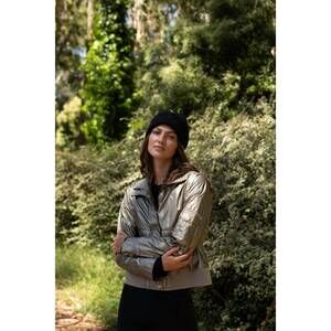 NEW ANORAK metallic aviator jacket in gold